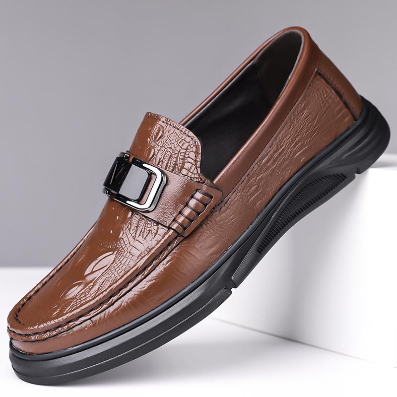 Fashion Brand's New Top Layer Cowhide Men's Comfortable Formal Leather Shoes Classic Black Mens Crocodile Leather Business Leather Shoes