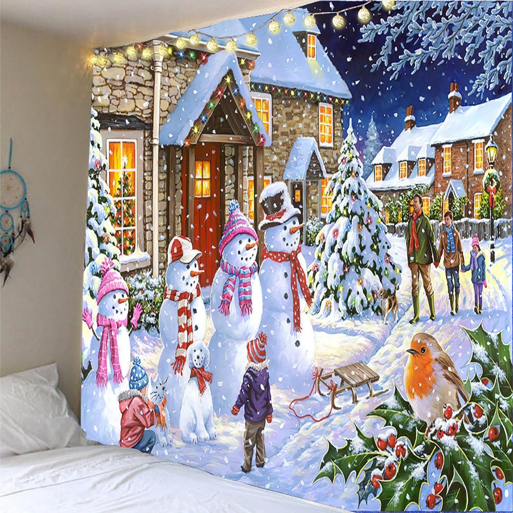 Tapisserie de Noël Home Decor Tapestry Santa Claus Printed Polyester Tapestry Living Room Room Wall Decor Backdrop Fabric