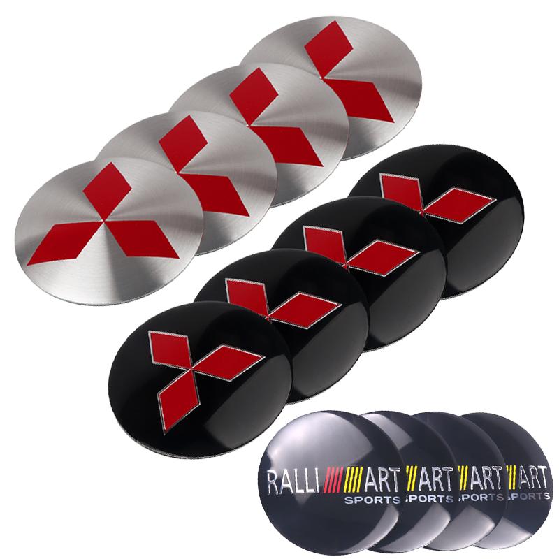 4Pcs 56mm Car Wheel Hub Center Cap Aluminum Metal Logo Stickers For Mitsubishi Ralliart Outlander Lancera Asx Pajero Sport L200