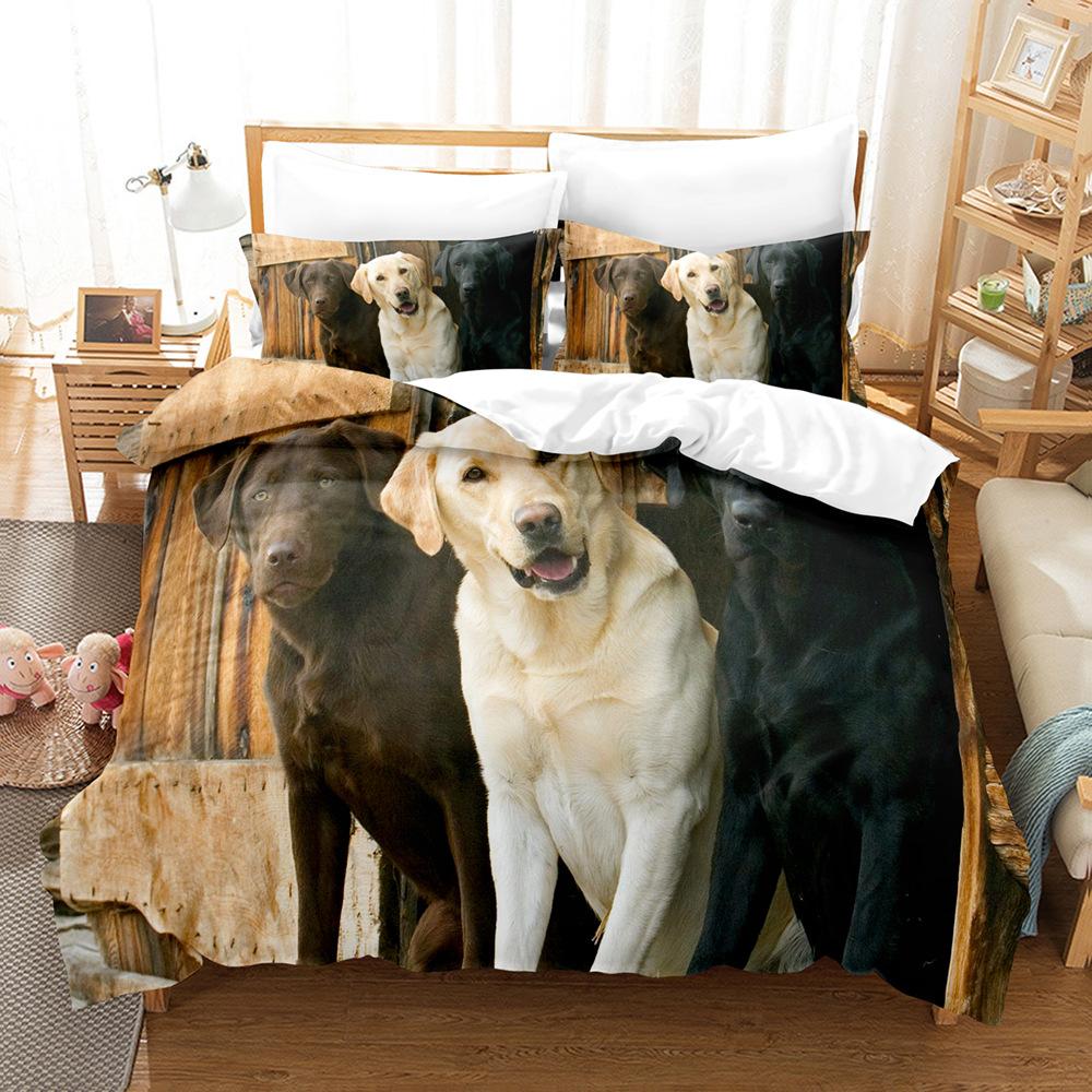 3D Digital Printing Bedding Four-piece Set Three-piece Set Animal Puppy Bed Sheet Quilt Pillow