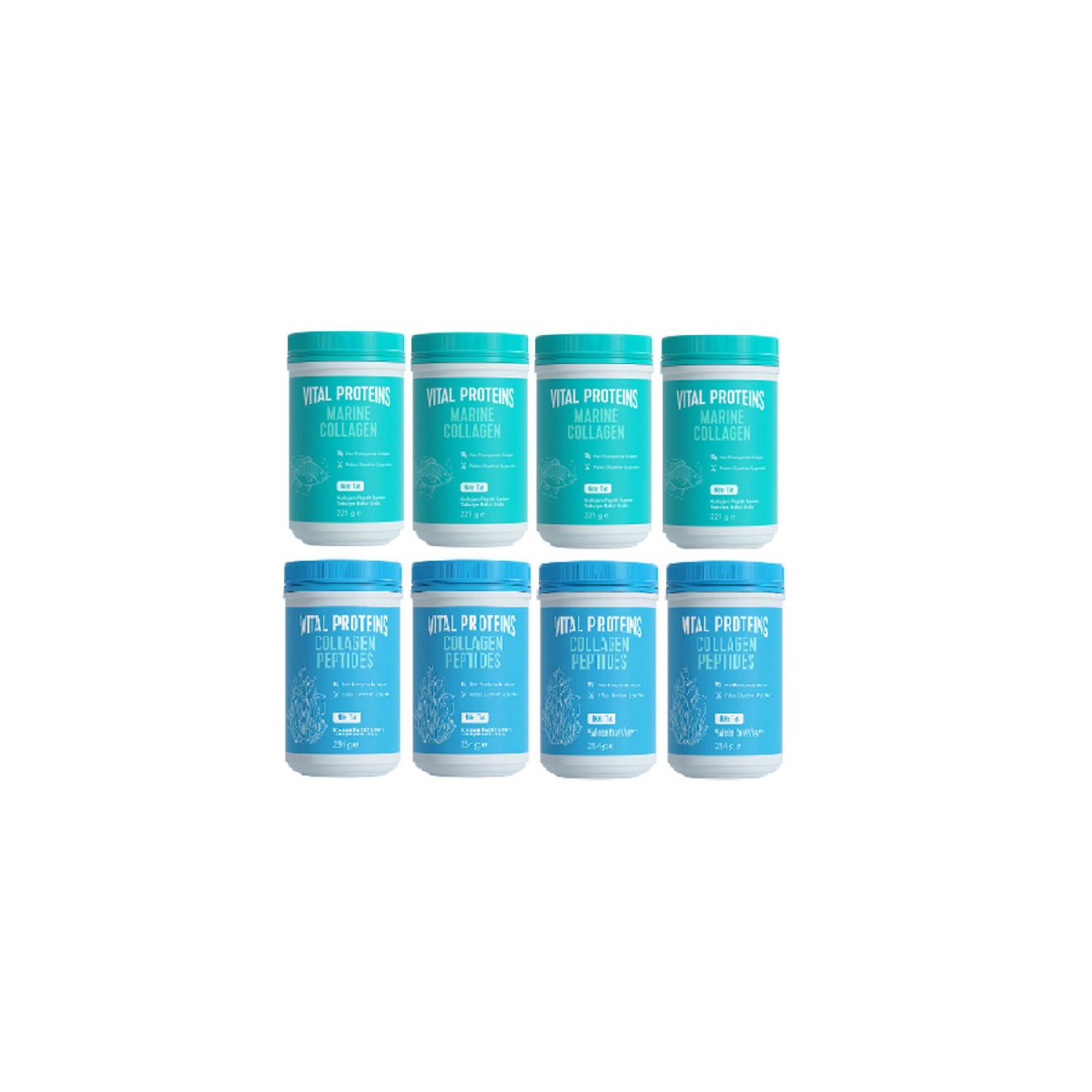 

8 Piece Package Marine Collagen 221 Gr 4 Clolagen Peptides 284 Gr 4 Pieces