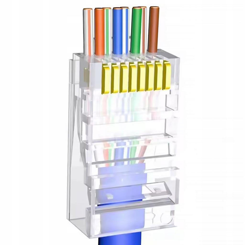 Rosfix Wtyki RJ45 6e EasyPass – Przelotowe Wtyki Sieciowe UTP | 100 Szt. | Kategoria 6e | 8P8C | Do Skrętki LAN