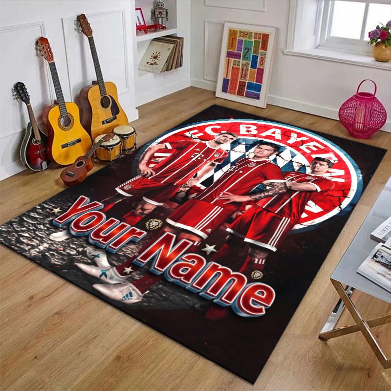 Custom Bayern Munich Mat Personalized Name, Polyester Washable Indoor Entryway Rug, Gift for Christmas, Easter, Thanksgiving Day