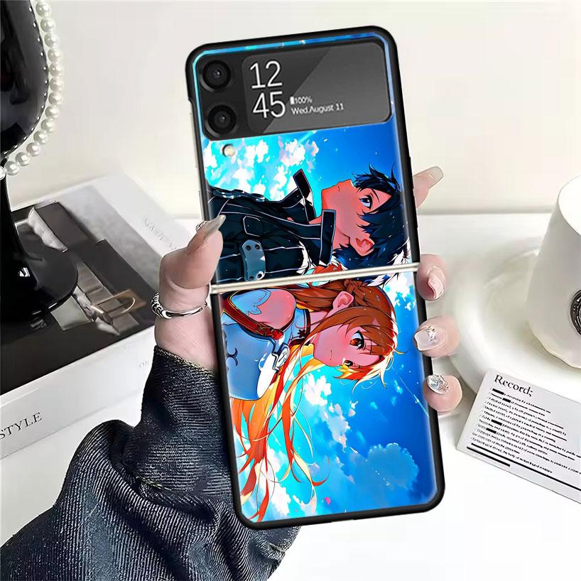 

Чехлы для Samsung Galaxy Z Flip 4 5 6 7 3 Z Flip7 Flip6 Flip4 Flip5 Flip3 5G с рисунком из аниме Sword Art Online SAO, Жесткие противоударные Fundas C Samsung Z Flip 7