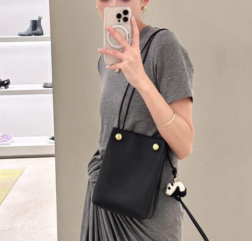 Original 2025 Genuine Leather Bucket Phone Bag - Fashionable, Simple, Exquisite Single Shoulder Crossbody Bag