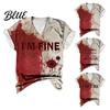 Grusliges Halloween-Thema Shirt Damen T-Shirt V-Ausschnitt Kurzarm Horror Blutdruck Oberteil Tee Dünn Dehnbar Cosplay Festivals Pullover Tops Festlich