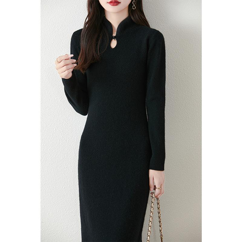 Women's Cashmere Dress Qinghe Cashmere 30% Cashmere 70% Wool Autumn and Winter Cashmere Skirt Soft and Warm