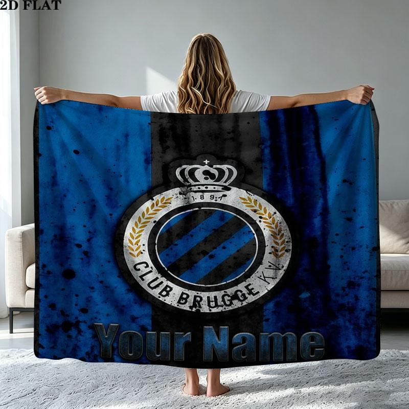 1PC Club Brugge KV Custom Name Patterned Flannel Blanket Suitable For All Seasons for Home Decor Warmth and Comfort Gifts Holiday Present
