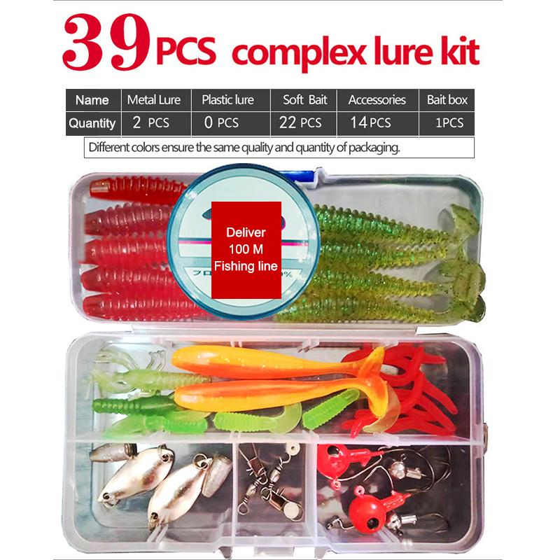 Fishing Lure Kit Soft And Hard Bait Set Gear Layer Jig Spoon For Bass Pike Crank Tackle Accessories With Box