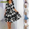 Fashion Summer Spring 1/2 Sleeves V-Neck Casual Dresses