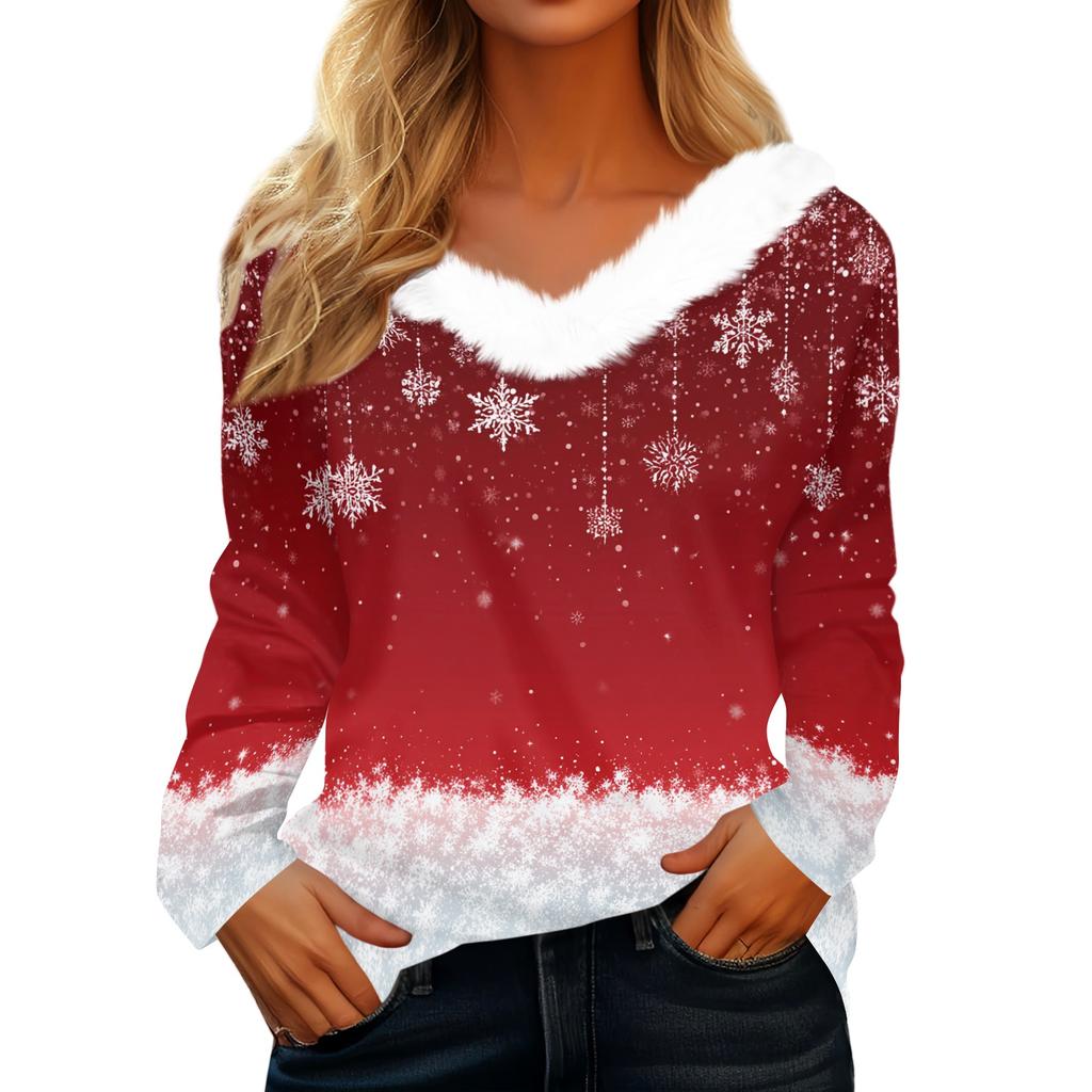 Dámské košile s dlouhým rukávem Roztomilé topy Vánoční potisky Trička Blůzy Ležérní Nadměrné velikosti Základní topy Pulovr