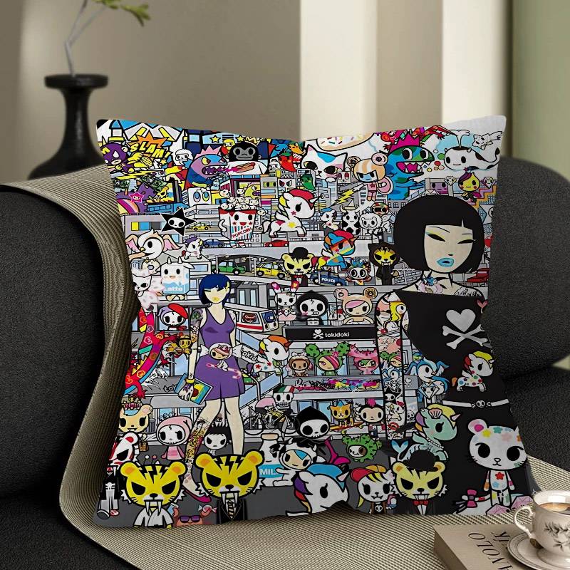 Cartoon Art Kawaii townTokidokiinside Cushion Cover Inches Farmhouse Decor Home Throw Pillow Covers for Couch Decorations