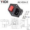 IEC 320 C13 C14 Inlet Power Plug Socket Rewirable 3 Pin Electrical Male Female Connector with Red Lamp Rocker Switch 10A Fuse
