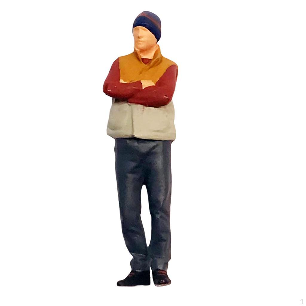 1/64 Men Model Resin Painted Figure Tiny People for Fairy Gardens DIY Scene School Project