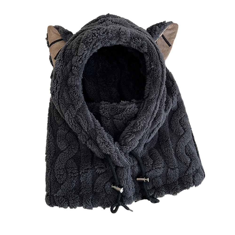 Windproof Winter Warm Hat Plush Mask Hat Scarf Set Casual Ear Protection Hat  Outdoor