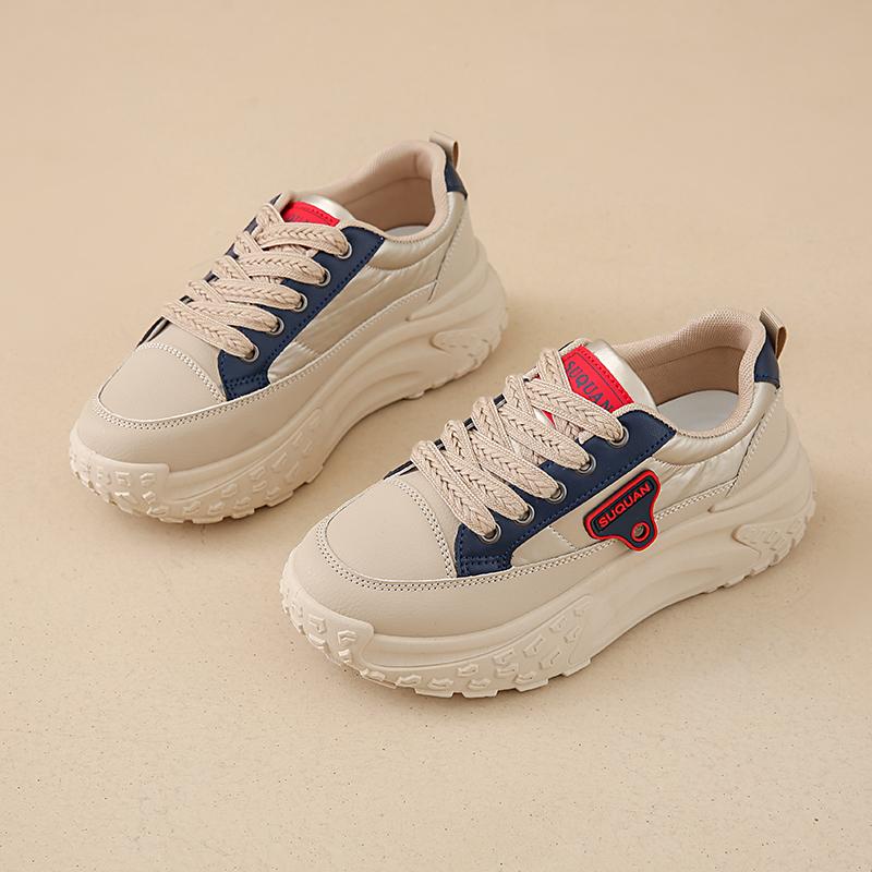 Fashion CRLAYDK Luxury Chunky Sneakers for Women Lace Up Platform Walking Shoes Fashion Casual Ladies Running Sports Leather Tennis