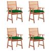 Outdoor Dining Chairs Set of 4 and Cushions Solid Acacia
