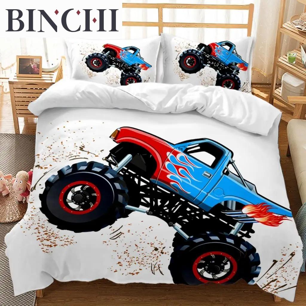 Engineering Vehicle Duvet Cover Set Engineering Vehicle Pickup Truck Off Road Vehicle Polyester Bedding Set Double Queen King