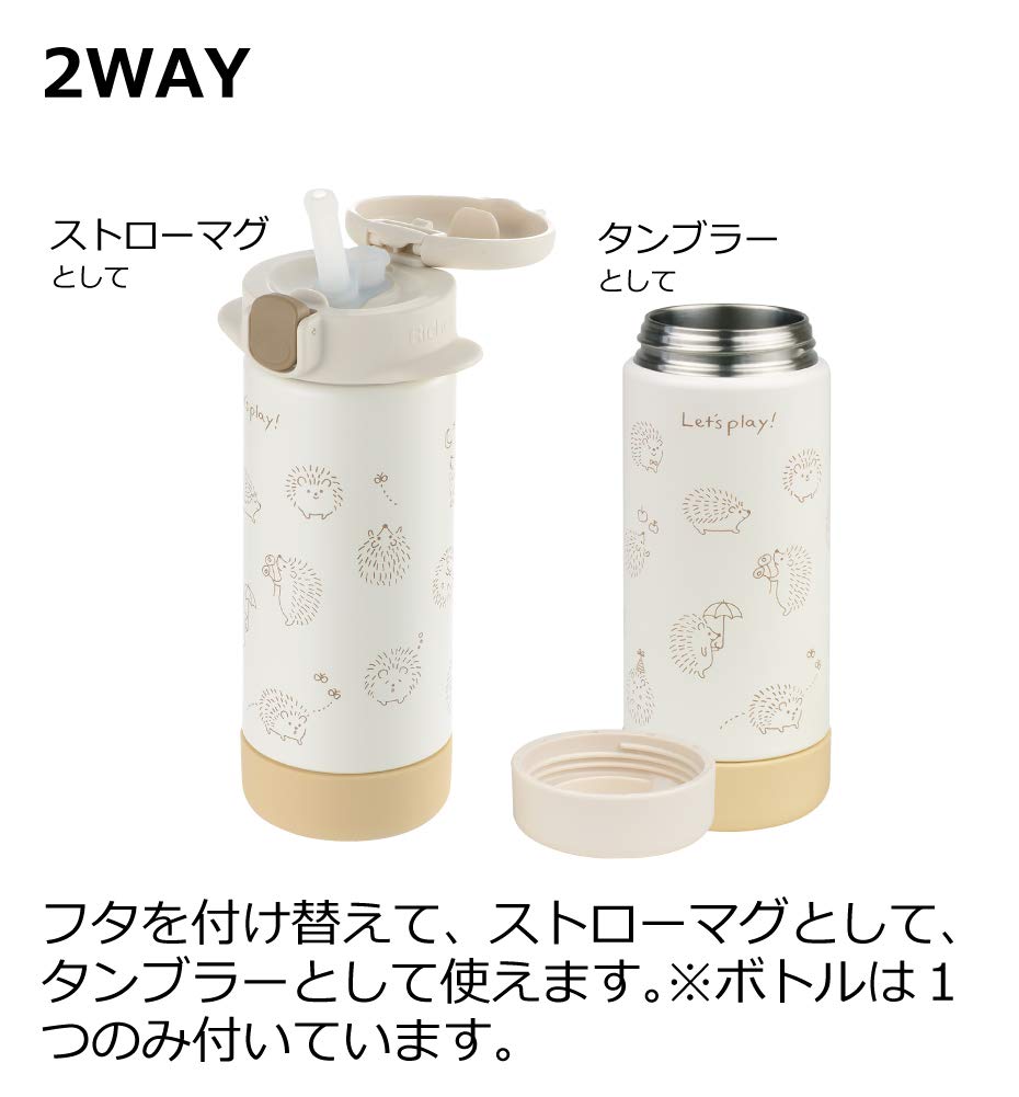 Richell Stainless Steel Slim 1 Life 2-Way Mug, 240ml, White, Mug, 7-Month