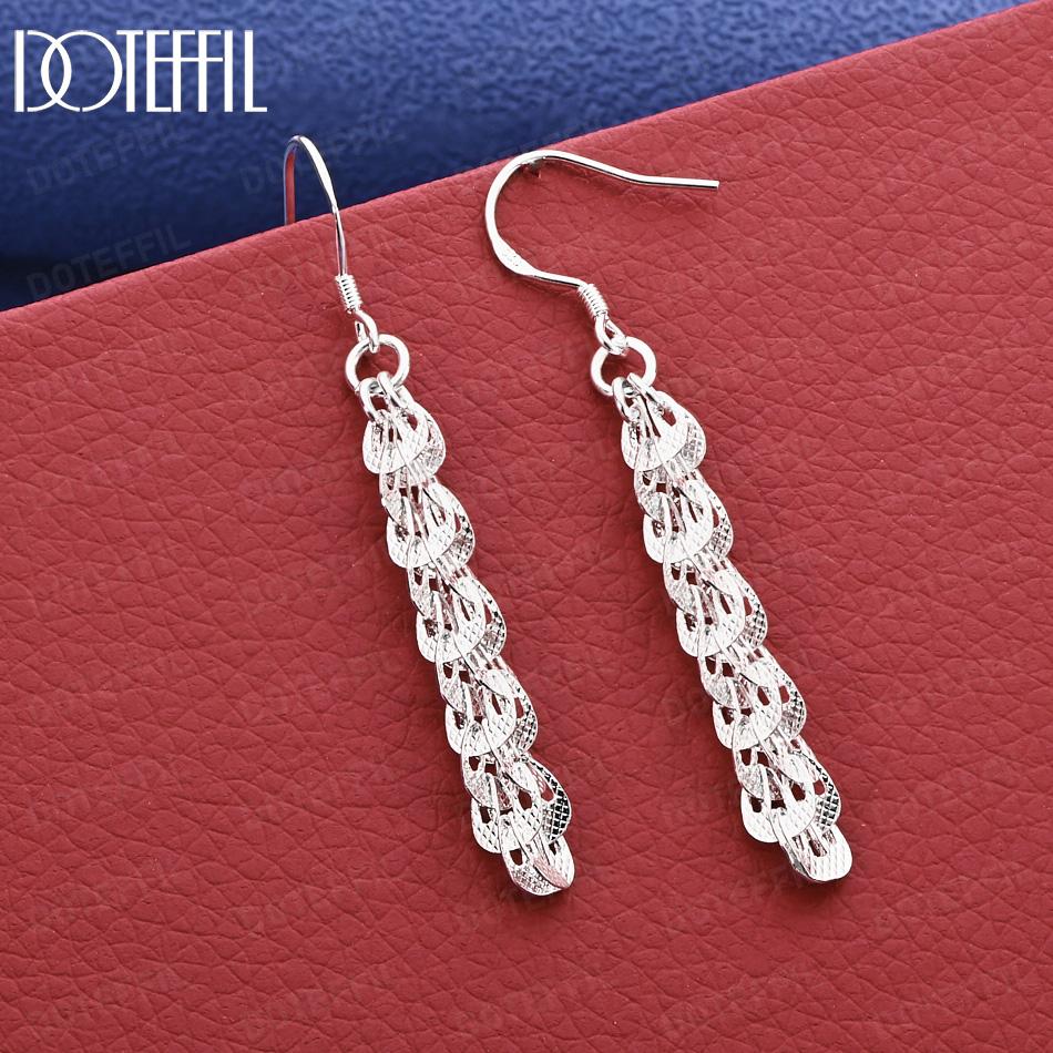 925 Sterling Silver Bag Connecting Pendant Earrings - Beautiful Gift Jewelry
