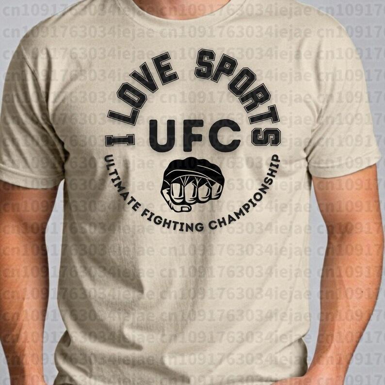 202526 Summer UFC Ultimate Fighting Championship Mens and Womens Casual Sports 100 Cotton Printed Tshirt Comfort Top Loose