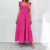 Lässiges A-Linien-Kleid Damen Einfarbig Ärmellos Hohe Taille Knöchellang Eckiger Ausschnitt Herbst Winter