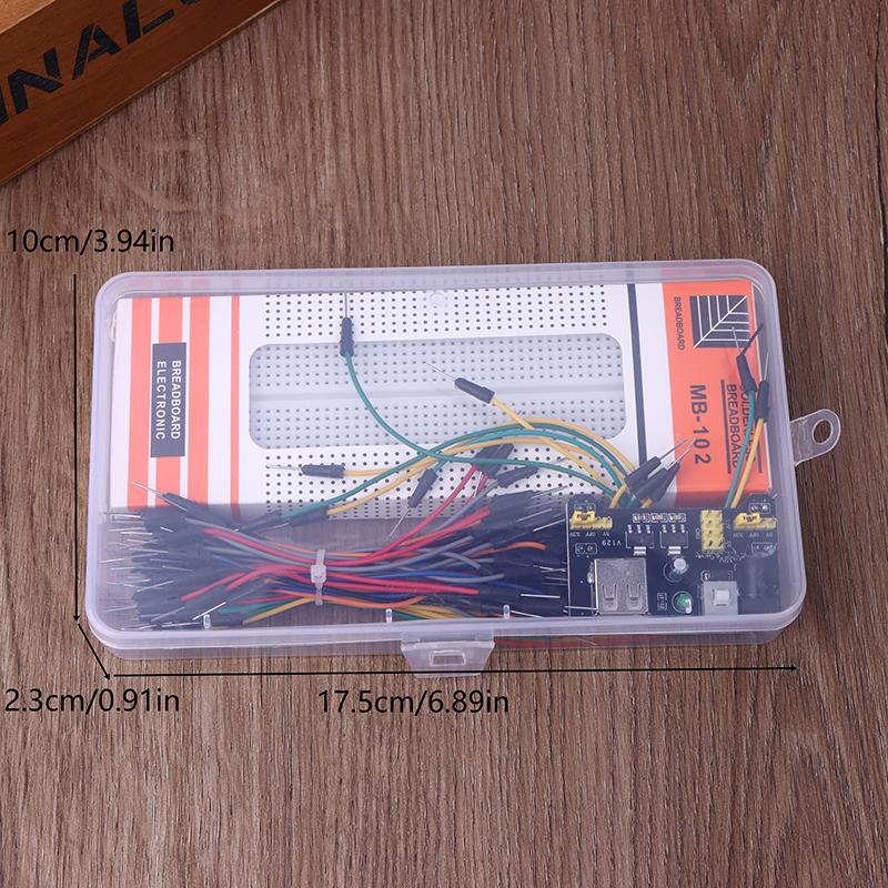 Mb102 Steckbrett Stromversorgungsmodul 830 Punkte Lötfreies Prototypen Steckbrett Kit mit 65 flexiblen Jumperkabeln DIY Elektronik 3.3/5
