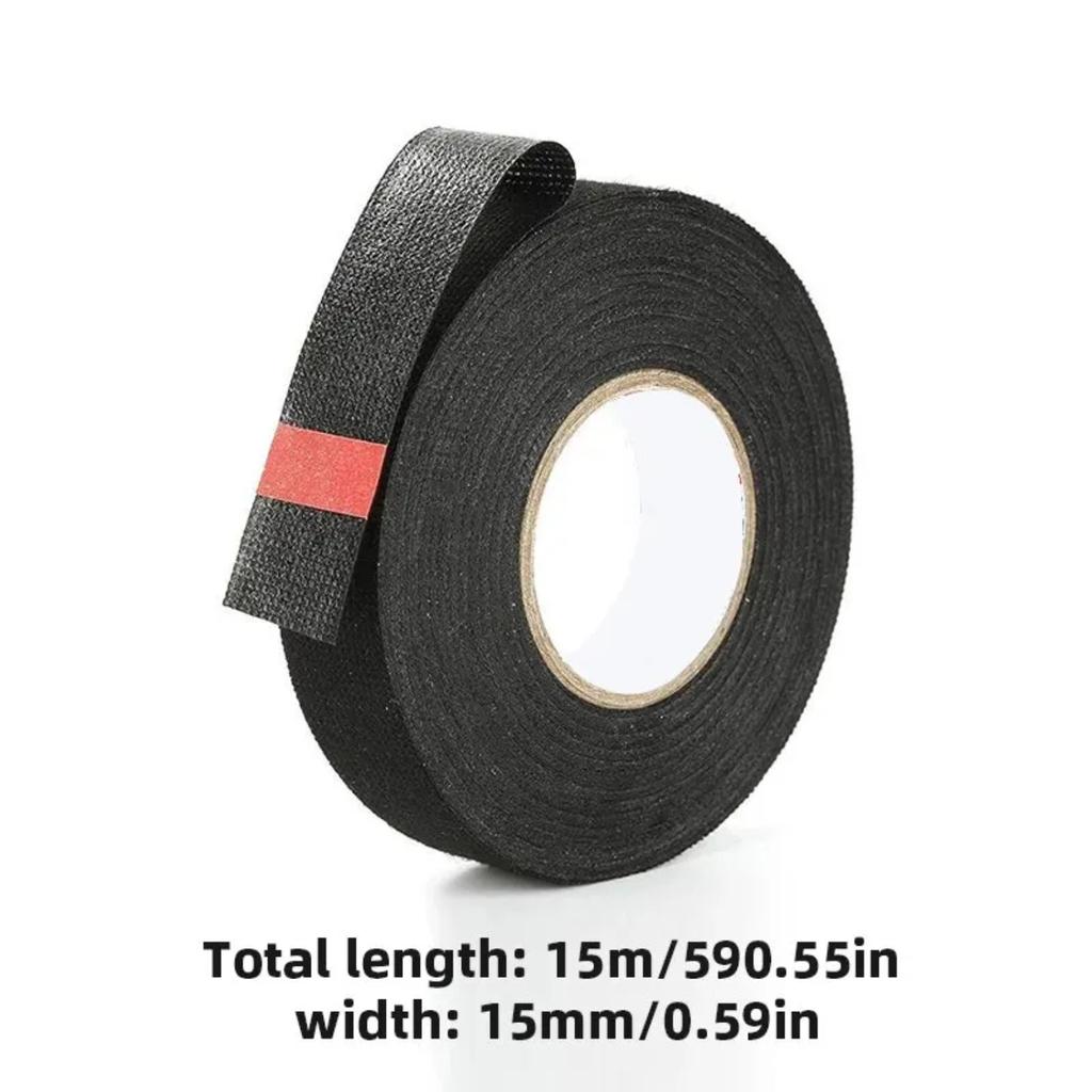 15m Black Fleece Tape High Temperature Auto Wiring Harness Tape Insulation Sound Insulation Shock Absorption Electrical Tape