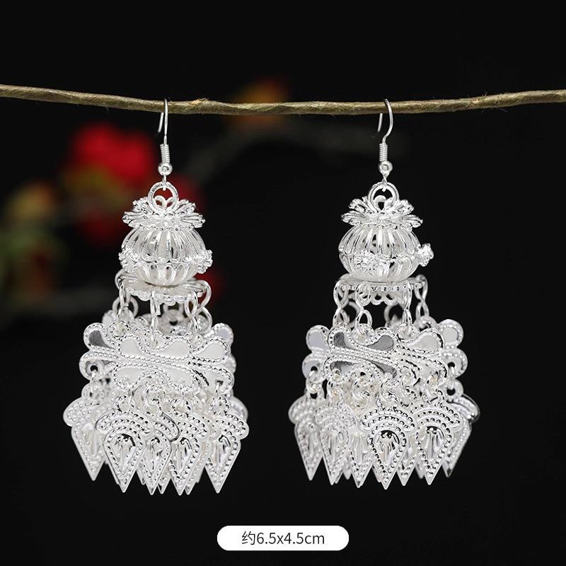 Miao Yin earrings retro exotic niche design long fringed earrings medium earrings women