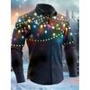 Men's 3D Printed Formal Shirts Christmas Theme  Snowflakes Graphic Turn-DownLong Sleeve Shirt Fashion Men's Shirts
