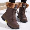 Women's Large Size Winter Fleece-Lined Warm Mid-Calf Snow Boots.