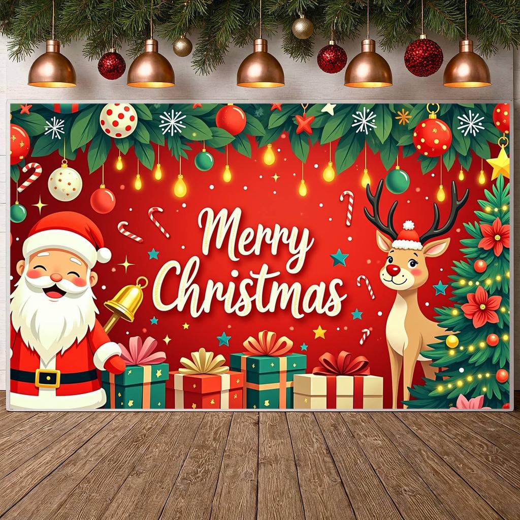 Christmas Decor Decorative Design Christmas Banner Festive Decoration Santa Claus Design Photo Prop For Indoor Decoration Event
