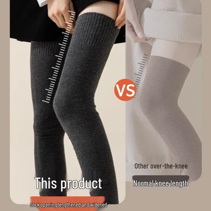 Meias Felpudas Extra Longas Pretas Até a Coxa com Joelheiras - Meias Antiderrapantes Acima do Joelho para Mulheres - Perfeitas para Outono e Inverno com Botas Longas.
