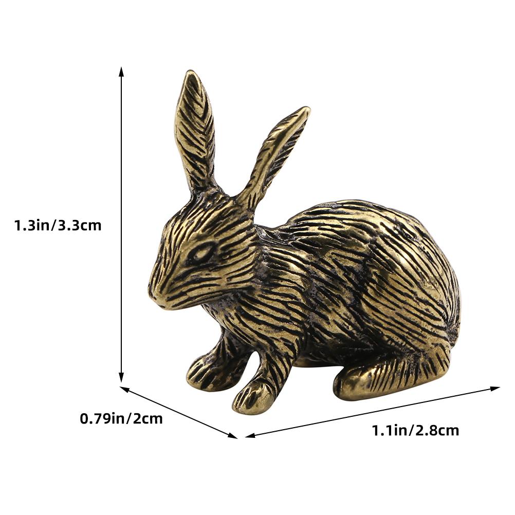 Vintage Brass Rabbit Figurine Desktop Decoration Bunny nament Retro Animal Miniature Figurines For Home