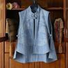 Denim Baggy Vests Vintage Chinese Style Sleeveless Cloud Printed Chic Summer Stand Collar Sweet Simple Aesthetic Students Gentle