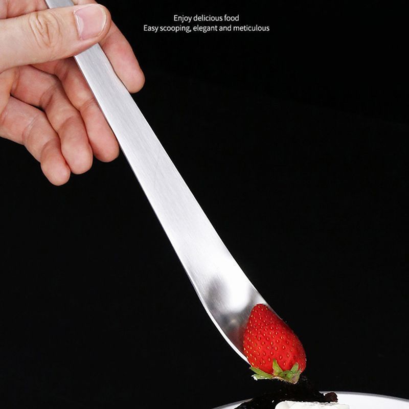 Household dessert spoon stainless steel flat head spoon long handle digging spoon cake ice cream cheese spoon stirring dumpling picking stuffing spoon