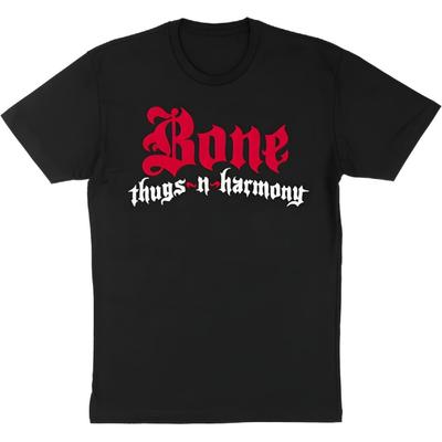 Pánske jednofarebné tričko Bone Thugs-N-Harmony s logom, úzky strih, čierne _ Oficiálne licencované