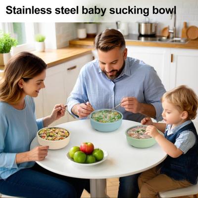 Stainless Steel Baby Bowls with Suction 2-in-1 Toddler Feeding Plates Heat-Resistant Spill-Proof Suction Bowls for Infant
