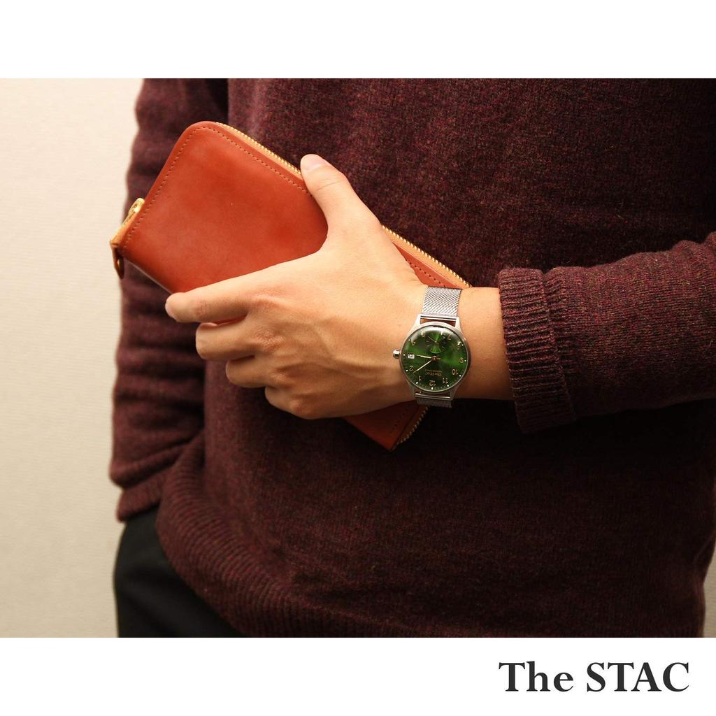 Hausgemachtes klassisches Netz [The STAC] Japan gefertigt, Armbanduhr, 36mm, grün, Armband, Herren, Damen, Unisex.