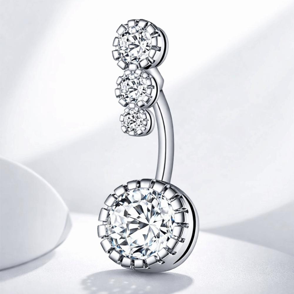 Zircon Crystal Ball Belly Button Rings Copper Shiny Body Jewelry New Gem Navel Piercing  Women