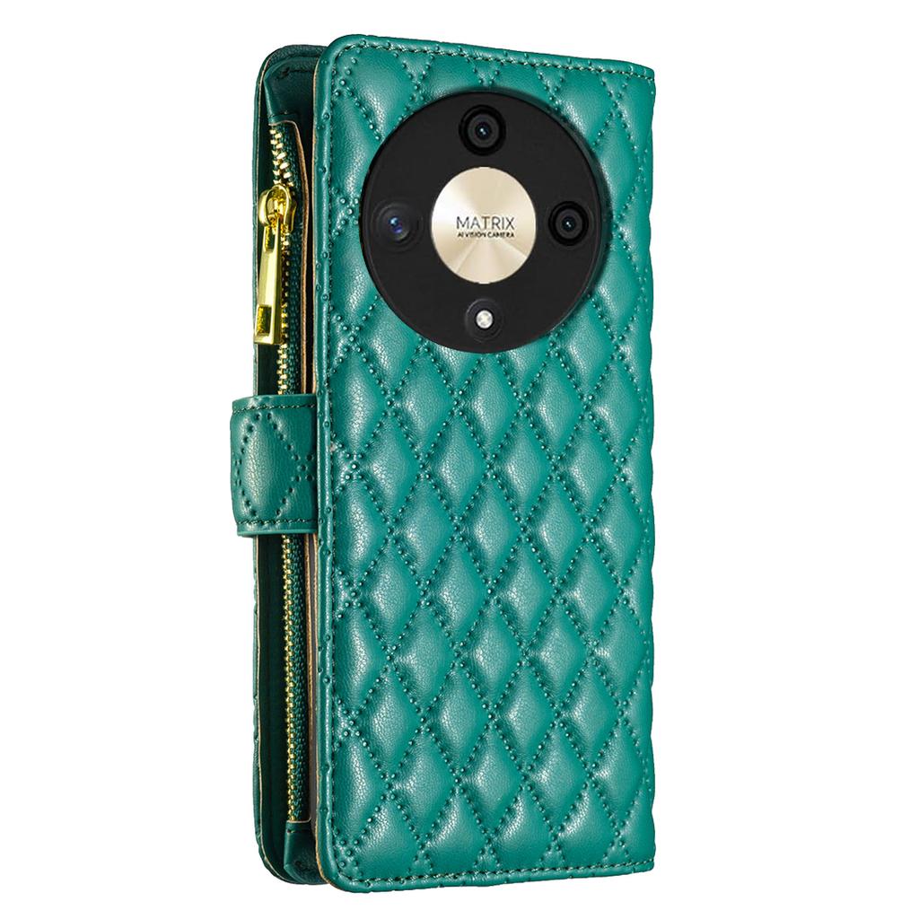 BINFEN COLOR BF Style-15 For Honor X9b 5G/Magic6 Lite 5G Phone Case Zipper Pocket Wallet Flip Cover