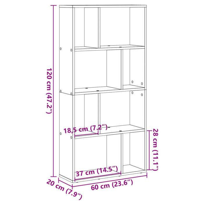 VidaXL Bookcase White 60x20x120 Cm Engineered Wood, Shelf, Storage Shelf, Book Support, Bookshelf, 858147