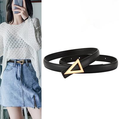 Damen-Taillengürtel für Jeans, Hosen, Kleider, modischer Damen-Ledergürtel mit dreieckiger Schnalle aus Metalllegierung
