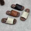 Papuci Plati cu Decupaj din Piele Naturală Simpli Confortabili cu Talpă Moale din Piele de Vacă Alunecătoare pentru Femei