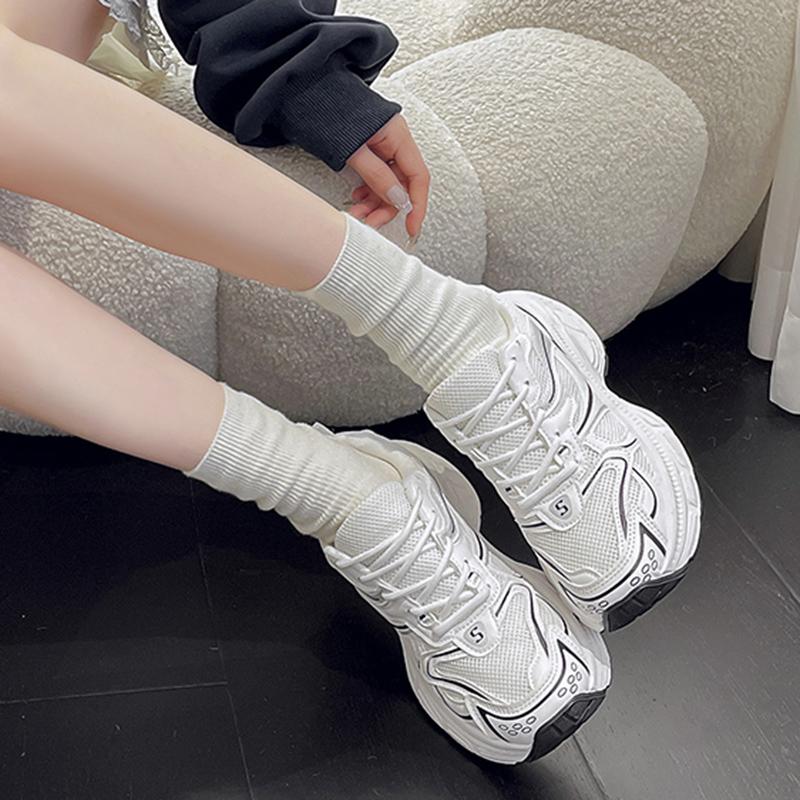 Spring and Autumn Round Toe Comfortable Women's Shoes Fashionable Thick Sole Casual Shoes Breathable Mesh Vulcanized Shoes