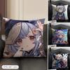 Qiqi Genshin Impact Cute Cushion Cover Natural Linen Organic Fabric DoubleSided Printing Sofa Home Decor Gift Pillow Case