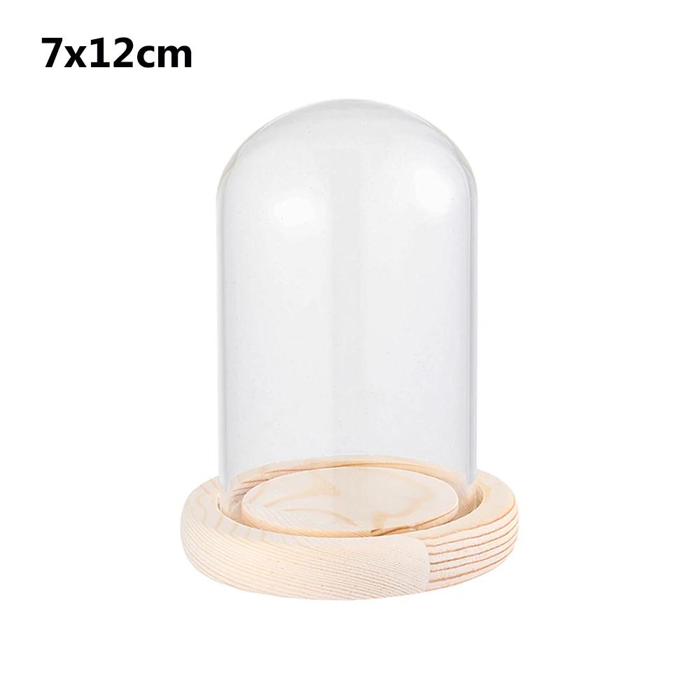 Home Decor Vases Glass Flower Display Cloche Bell Jar Glass Bottle with Wooden Base Dust Cover Display Box Immortal Flower Box