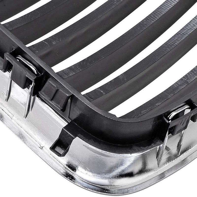 #273Q E36 Grill,Black Kidney Front Bumper Kidney Grille Grills For-BMW E36 3-Series 318I 323I 328I M3 1997-1999 (Black&silver)