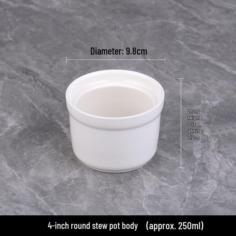 White Magnesia Porcelain Soup Pot with Lid – Ideal for Steaming Eggs and Stewing Bird's Nest In Restaurants and Hotels.