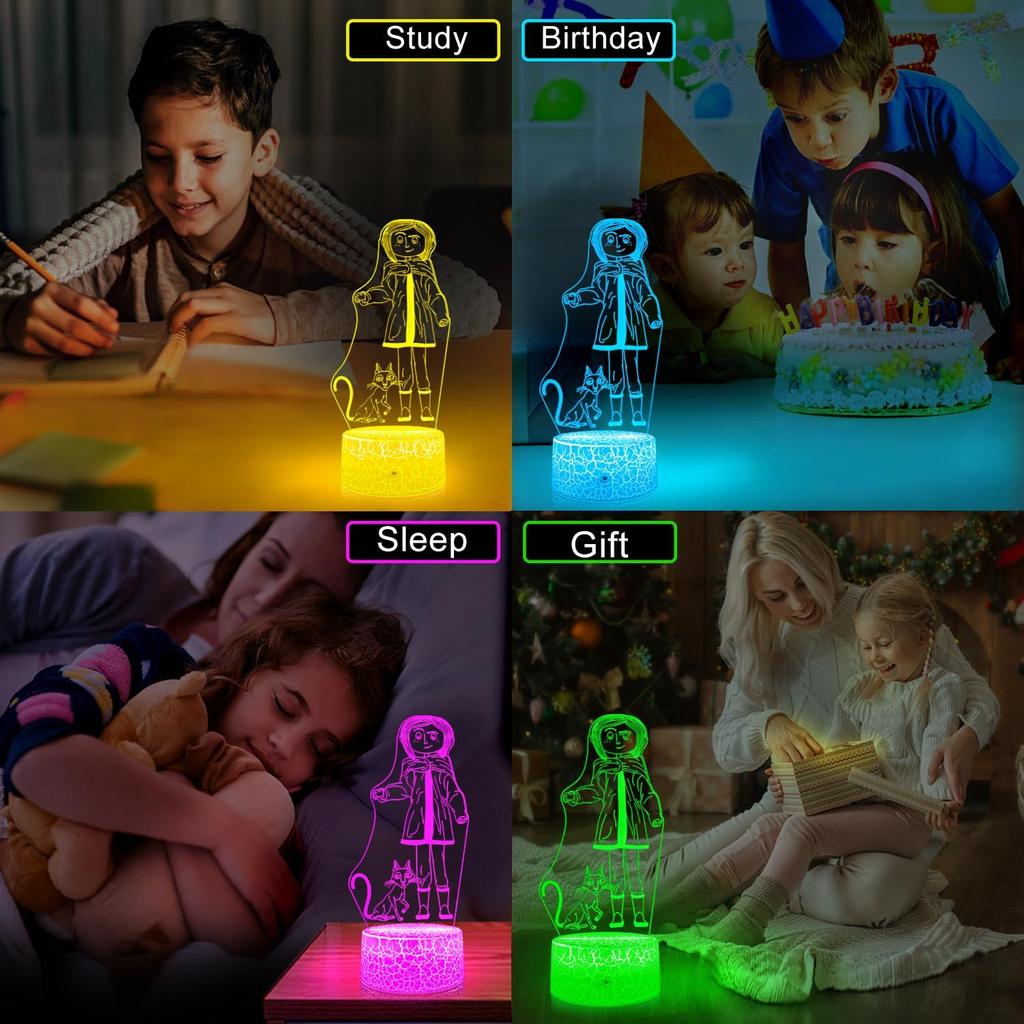 Cartoon Night Light for Kids Cute Merch for Room Decor with Remote & Smart Touch 16 Colors Changing Dimmable Bedside Lamp As Christmas Halloween
